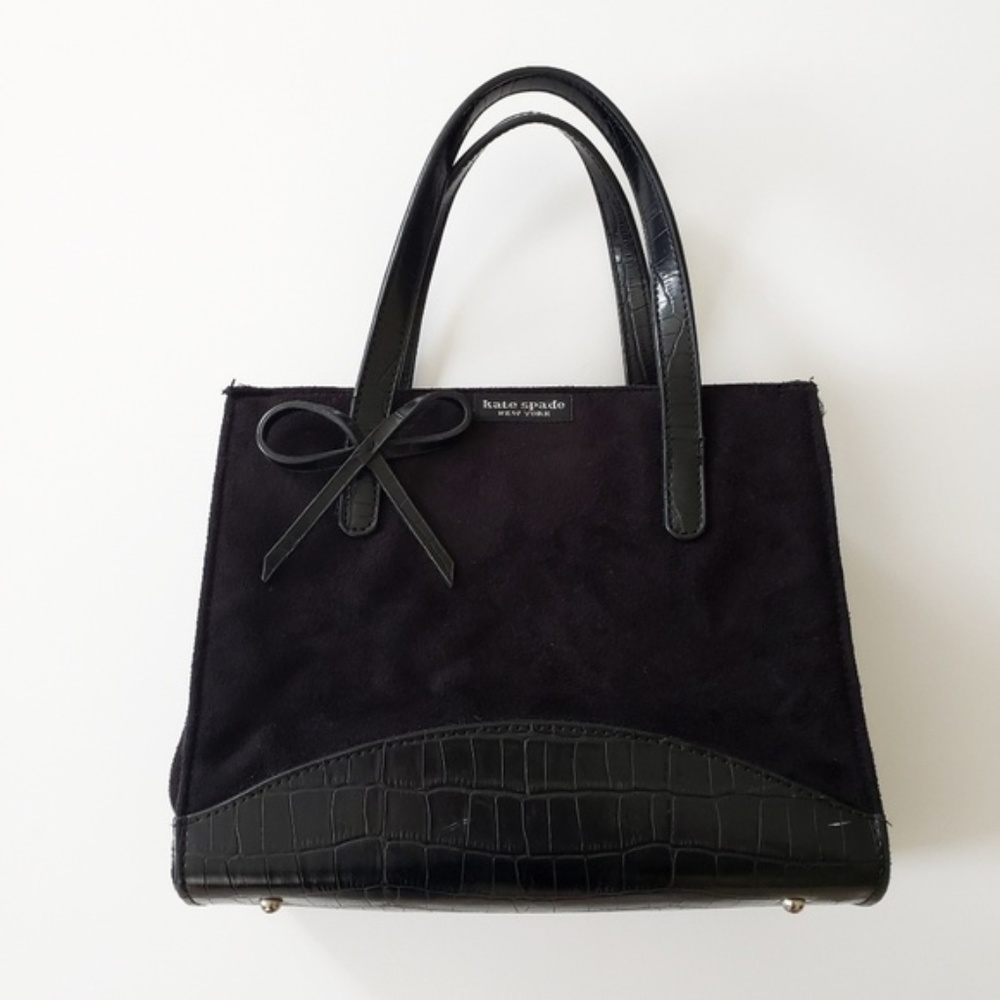 vintage Kate Spade black Sam bag suede bow